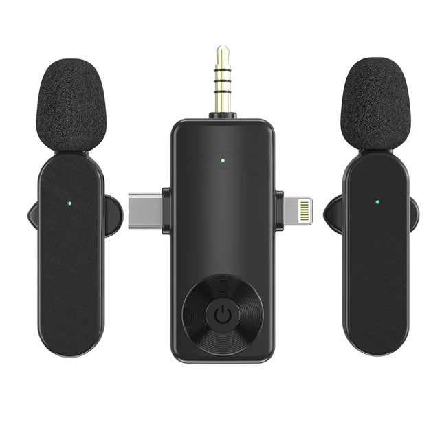 3 In 1 Wireless Lavalier Microphone 360 degree surround sound pickup