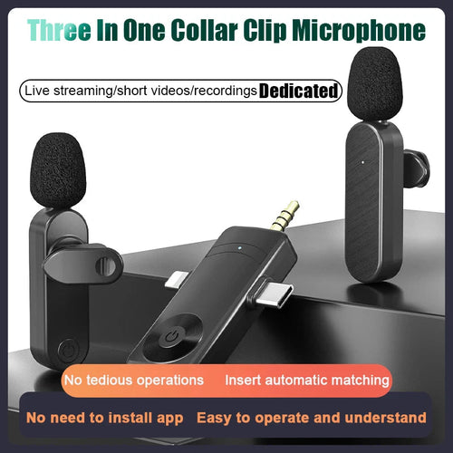 3 In 1 Wireless Lavalier Microphone active noise reduction chip technology