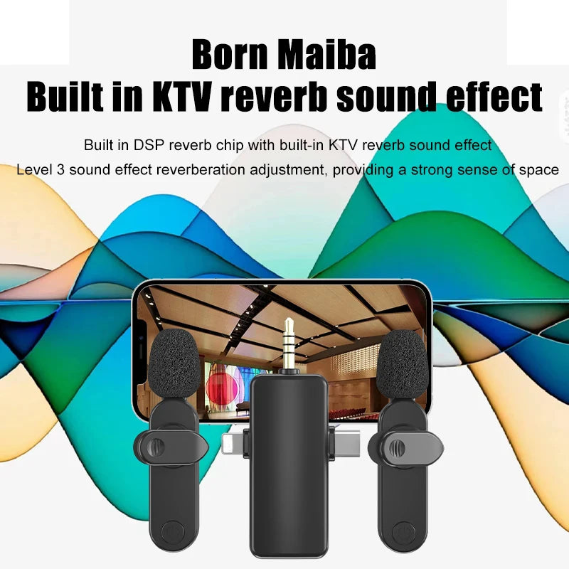 3 In 1 Wireless Lavalier Microphone with KTV reverb sound effects