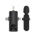 3 In 1 Wireless Lavalier Microphone with plug and play features, designed for iPhone and Android devices.